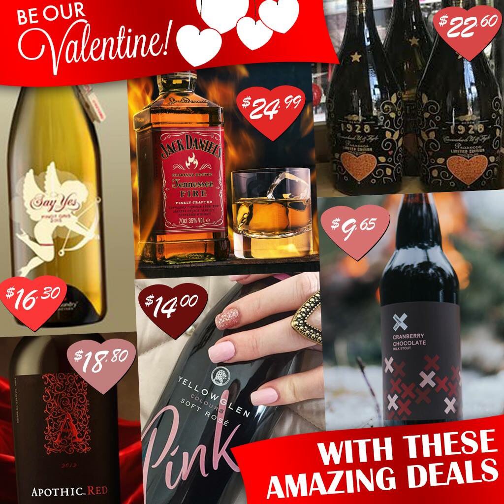 LrsLanding's tweet photo. #ValentinesDay is almost upon us. If you haven’t picked up something special for your someone special, come down to #TheLandingLiquorStore and browse some of our awesome V Day #Sales. #SayYes #JDFire #ApothicRed #YellowGlenSoftRosePink #CavicchioliProsecco #FoamersCranChocolate https://t.co/iWRV9yKRzp