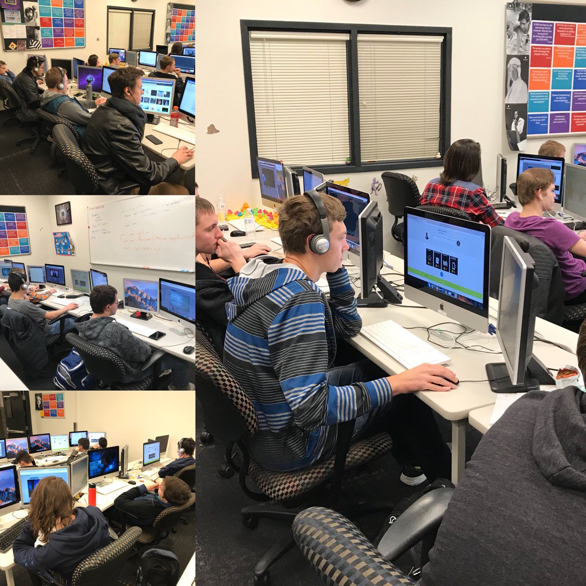 CodyHenrichsen's tweet image. @ctecnow #programming students participating in the @NSAGov @dayofcyber and #easyCTF @CanyonsCTE