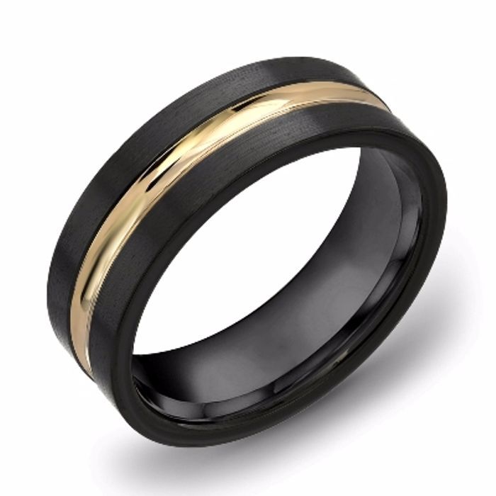 #BlackZirconium Band ~ 14K Yellow Gold Inlay (7312Y) #weddingring #weddingband #rings #stl #stlouis bit.ly/2l43WDL