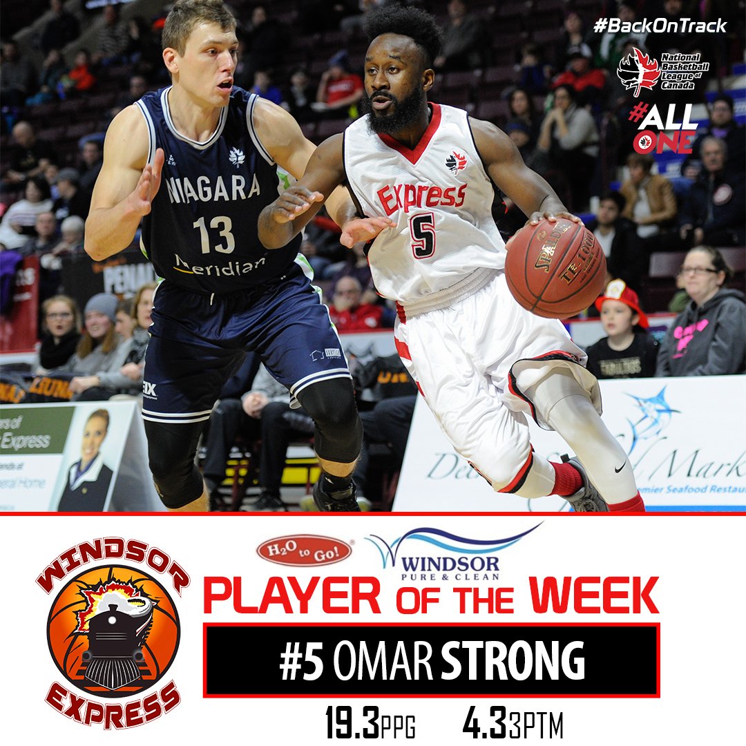 WindsorExpress's tweet image. Averaging 19.3 ppg off the bench in his first three games with the Express #5 Omar Strong is your @WPClean H2O To Go! Player of the Week!

#BackOnTrack #yqg