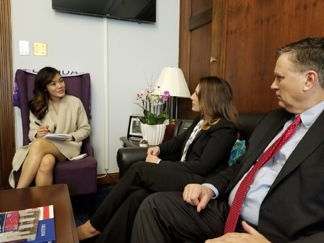 FloridaSBDCN's tweet image. We had a wonderful meeting with Dao Nguyen of @RepStephMurphy&apos;s office today. It was special having our client Elizabeth Burch of @DignitasTech there to tell her #SBDC story and we loved surprising her with a flag that was flown over the Capitol to commemorate her trip! 🇺🇸