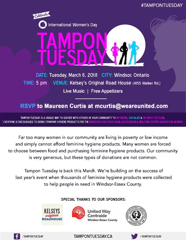am800_cklw_'s tweet photo. Join Kara Ro for Tampon Tuesday! Help @UnitedWayWE provide feminine hygiene products to those in need. https://t.co/Q3qKZTKwh5
