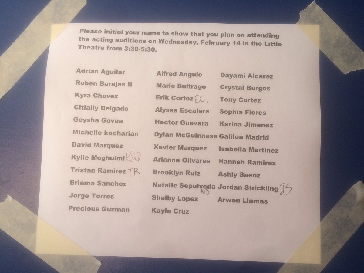 ER_Adv_Drama's tweet photo. Call back list is up. Please stop by the Little Theater and sign your initials. https://t.co/IobbAqtowR