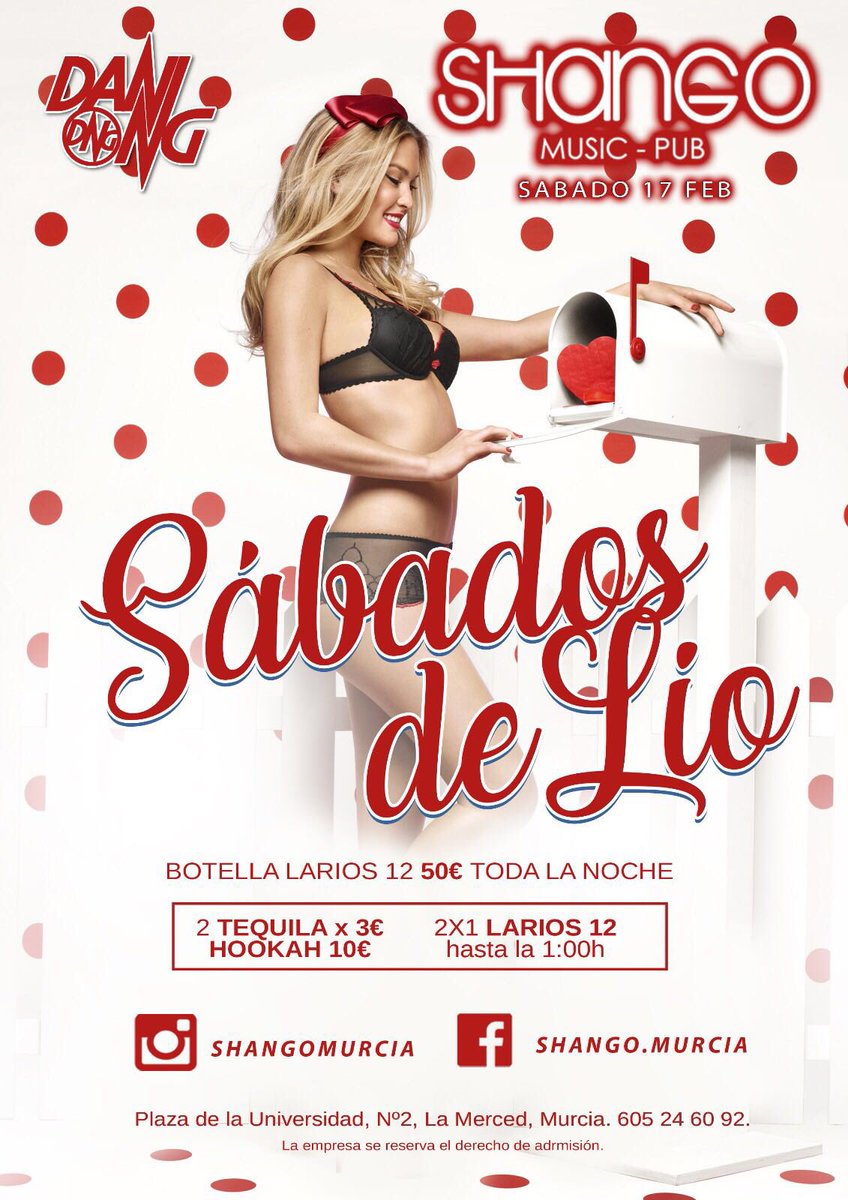 Esta semana : 

-Jueves 15 Shango

-Viernes 16 Shango

-Sábado 17 Shango