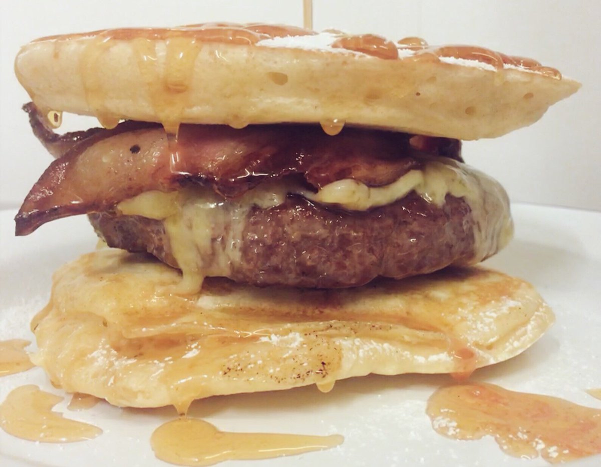 This is too good to keep to one day...our bacon, maple, pancake burger 🥓🍁🥞🍔 available all week here at Graze.