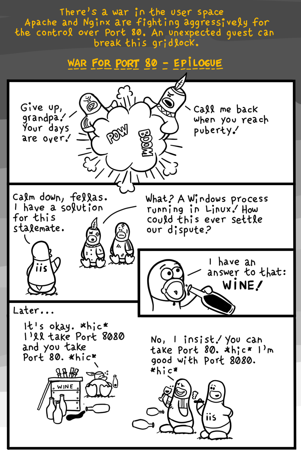 Turnoff Us The War For Port 80 Epilogue Nicolas Danelon Apache Nginx Linux Comic Devhumor T Co Oe2k1s1bm1 Turnoff Us The War For Port 80 Epilogue Nicolas Danelon Apache Nginx Linux Comic Devhumor T Co Oe2k1s1bm1