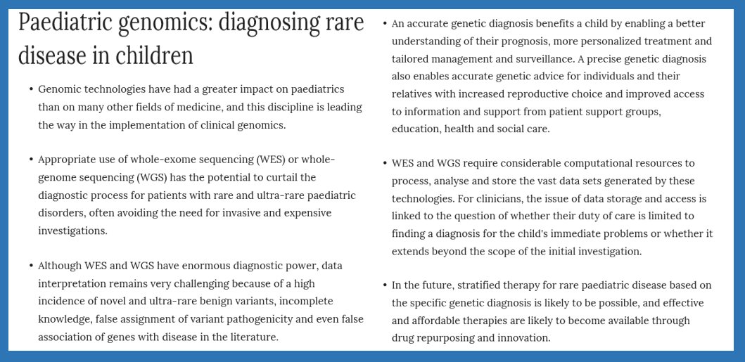 CDC_Genomics's tweet photo. Read a review article on the emerging use of genomics in the diagnosis of rare disease in children. Via @NatureRevGenet. #RareDiseaseDay https://t.co/BTBPlraCOY https://t.co/EAPr6wml0U