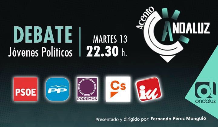 JSAndalucia's tweet photo. Esta noche a las  22:30h nuestra compañera @Irene_MVal participará en el debate de jóvenes políticos #AcentoAndaluz @ondaluztv https://t.co/YTXGNPMDwd