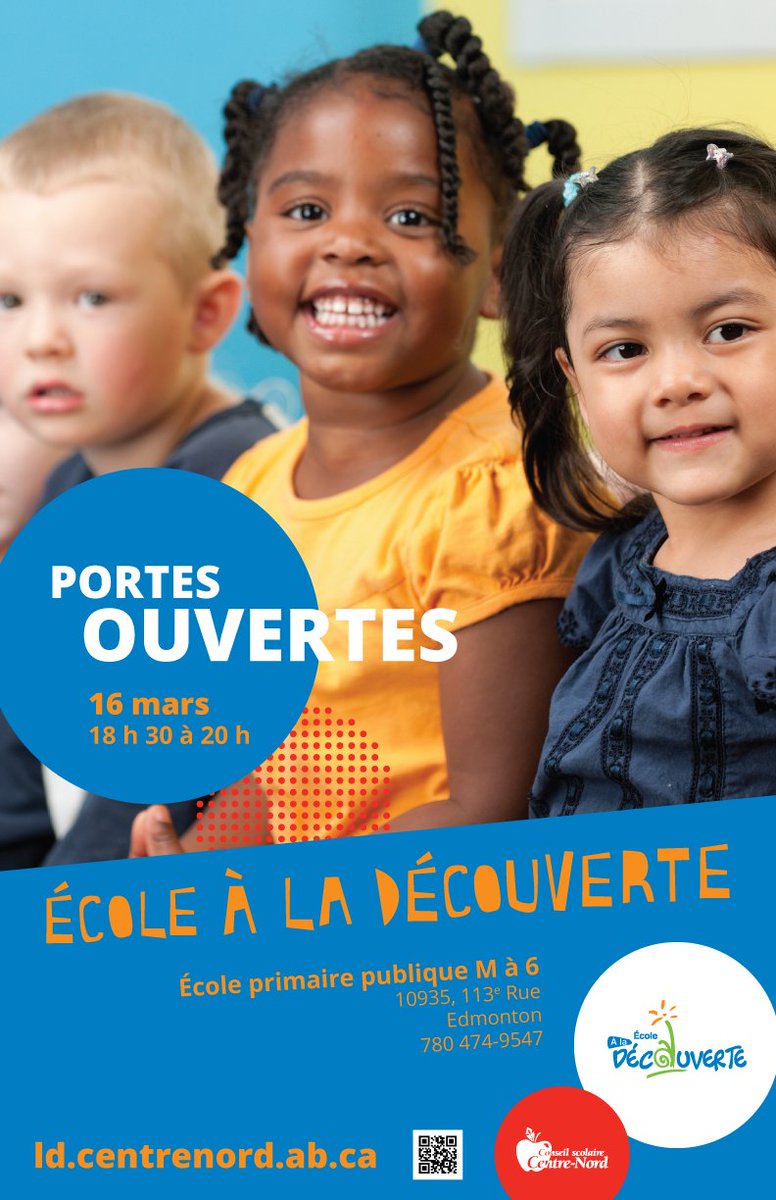 À ne pas manquer, portes ouvertes à l'École À la Découverte, Edmonton, AB