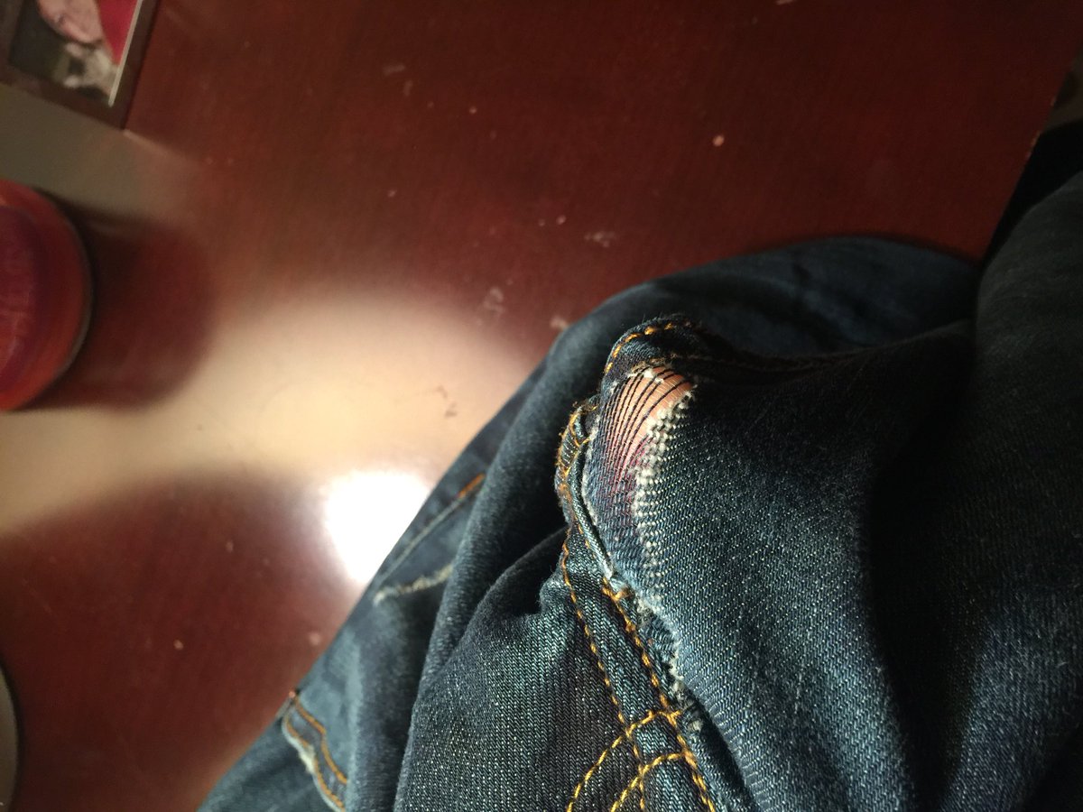 PeePeeBear1's tweet photo. DO NOT BUY FROM @JackThreads @JackThreadsHelp . Purchase these jeans in November and they are all ready splitting at the fly. I asked them to send a new pair and they refused. Very poor customer service with no accountability for a defective product! https://t.co/HCRgJOogPW