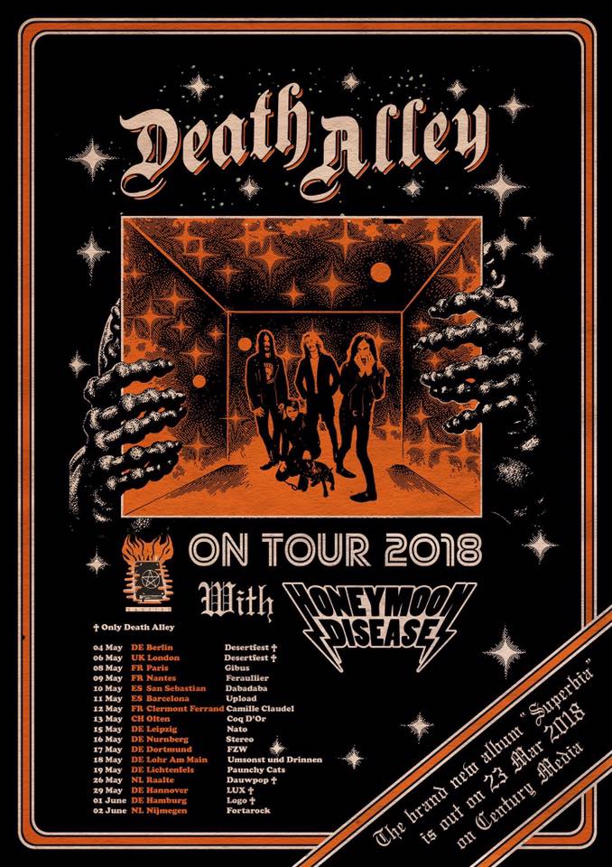 Europe! It's time to let the beast out on the road! We are really excited to announce that we will join forces with Death Alley on tour this May! Dates &amp; info: honeymoondisease.com/tour/ ... More dates coming!