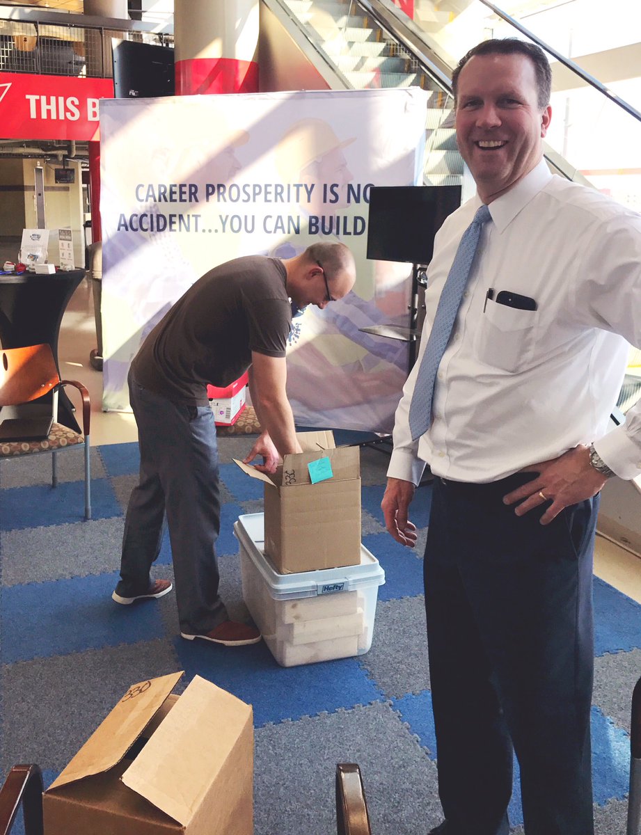 We went over to <a href="/IAEventsCenter/">Casey's Center</a> today to set up our exhibit for the <a href="/IHSAA/">IHSAA</a> State Wrestling Tournament, which starts tomorrow. If you're attending, be sure to stop by to learn about careers in #construction, and to try your hand at giant Jenga! #BuildIowa #IAhswr