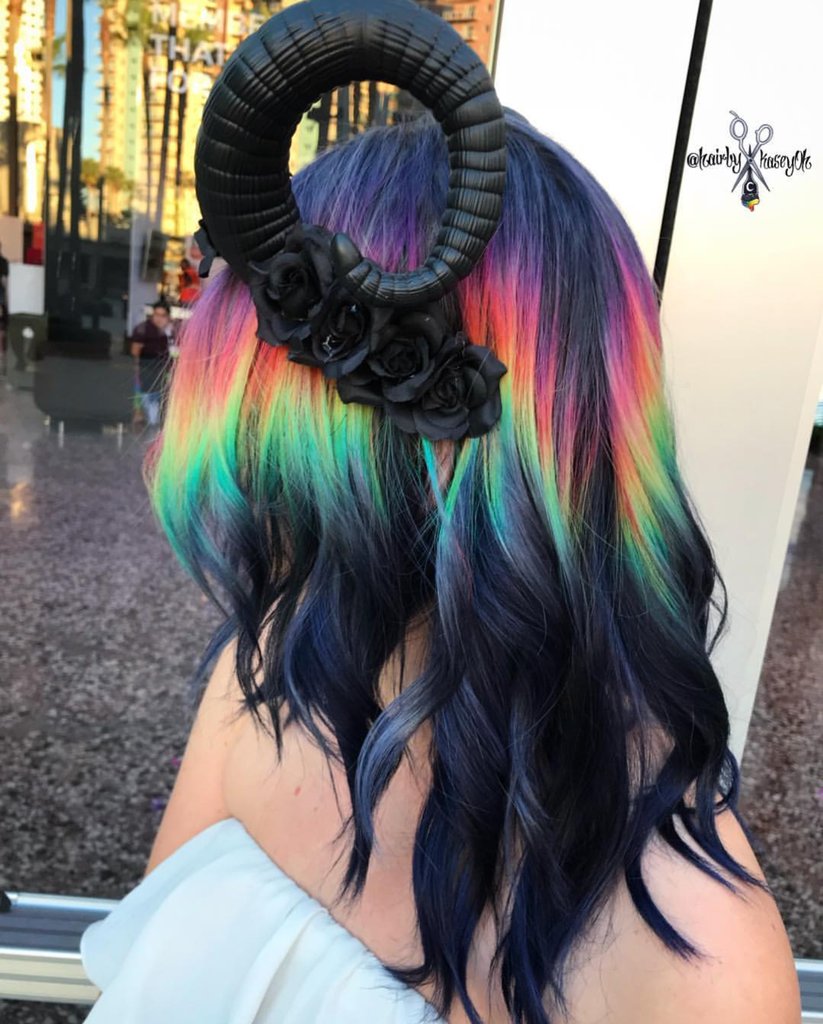 toofastclothing's tweet photo. Taste the Goth Rainbow ππ€πππ killer hair by the amazingly talented @hairbykaseyoh #rainbowhair #gothrainbow #gothprincess #gothqueen #glamgoth https://t.co/tz8aZbscys