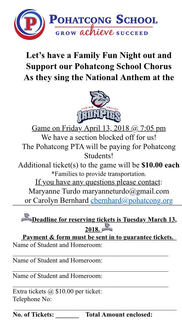 Pohatcong school night at Iron Pigs Game <a href="/PohatPTA/">Pohat PTA</a> <a href="/PohatSchool/">Pohatcong School</a>