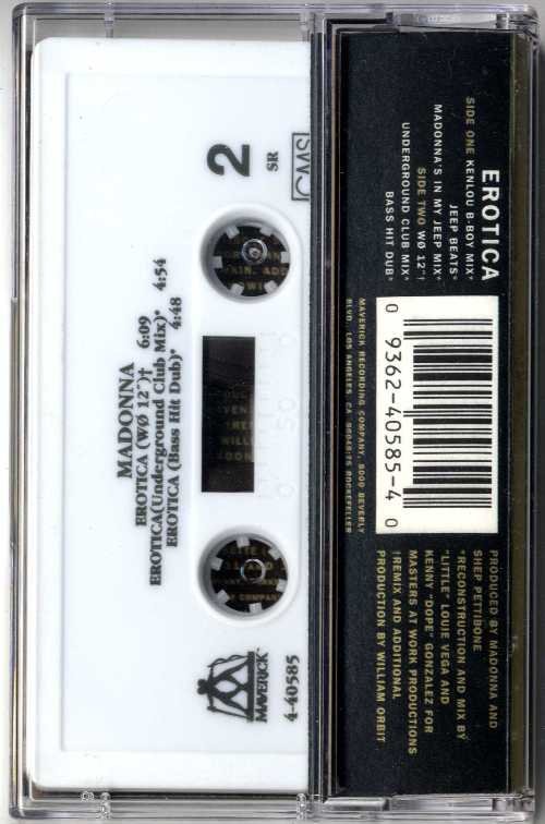 Between 1991 and 1992, two cassettes containing material from the Erotica album were registered in the Library of Congress, it is said to contain 23 tracks including demos, alternative versions and new songs, only 6 tracks are known, those cassetes are called The Rain Tapes