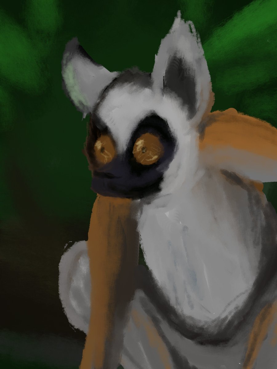 cd_illustrate's tweet photo. For my Character Design class a few months ago, I designed a very “cartoony” lemur. I wanted to develop him more, so I started sketching more realistic poses and then I cropped and color-blocked him in. I will post the final version soon! #process #wip #threepointturnaround https://t.co/src4wcRX7X