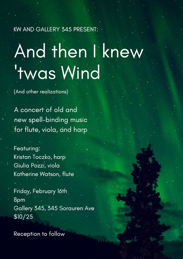 And then I knew 'twas wind <a href="/Gallery345/">Gallery 345 Toronto</a> 8pm FRI FEB 16 <a href="/katwatson007/">Katherine Watson</a> Toczko/Pozzi #musicTO #toronto #classical
