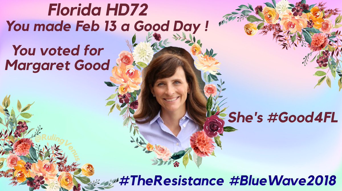 RulingVenus's tweet photo. Congratulations @GoodforFlorida ‼️

And a round of applause for everyone who got involved in the #HD72 race, especially, THE VOTERS👏👏

Show the country, we're going to #FlipItBlue

#TheResistance is just getting warmed up✊

#Good4FL
#FL72
#BlueWave2018
#BlueWaveIsComing https://t.co/nE4CS1DLuI