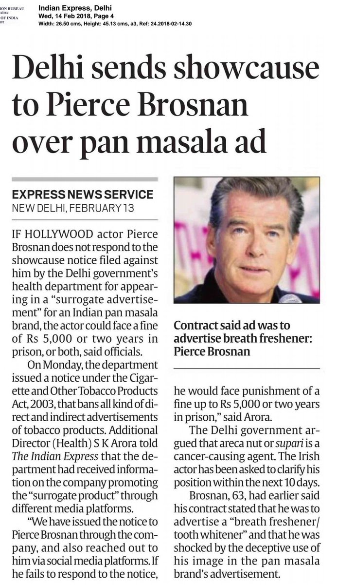 QUIT TOBACCO NOW. Surrogate advertising is banned under COTPA. Kudos to Dr Arora.
