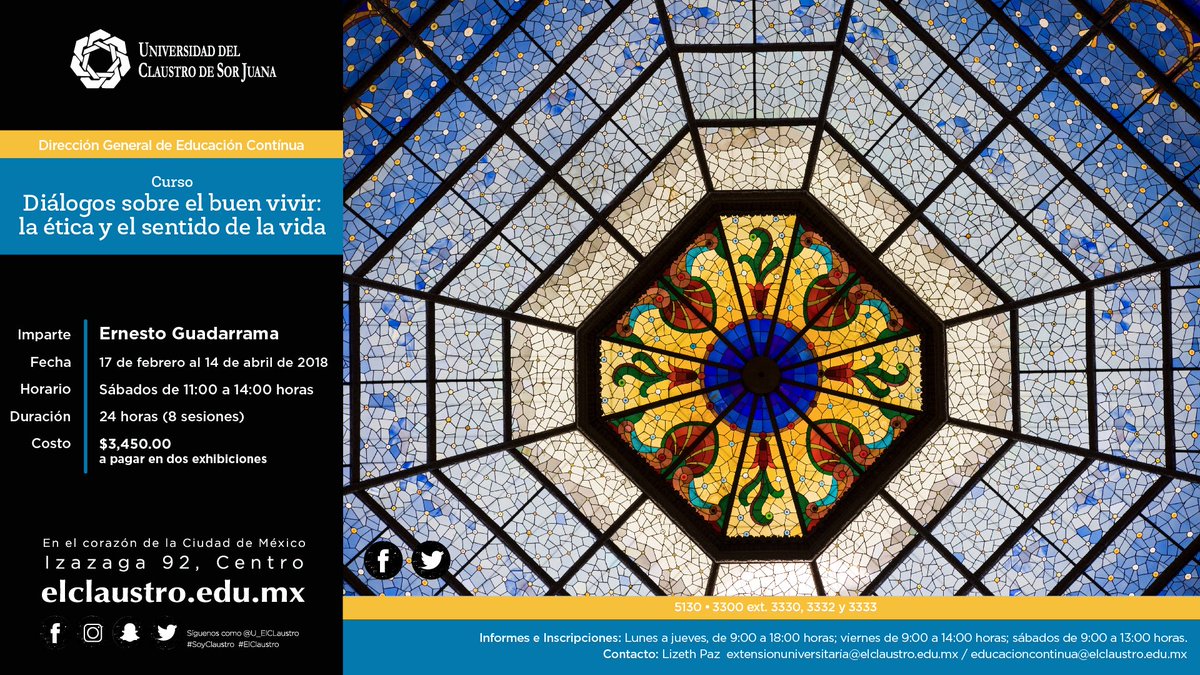 CursosClaustro's tweet photo. La filosofía puede ayudarte a mejorar tu vida. Descubre cómo en nuestro curso 'Diálogos sobre el buen vivir, la ética y el sentido de la vida'. Iniciamos el 17 de febrero https://t.co/OUG6Yu3sta
#FormaciónClaustro https://t.co/6kufS6x7hG