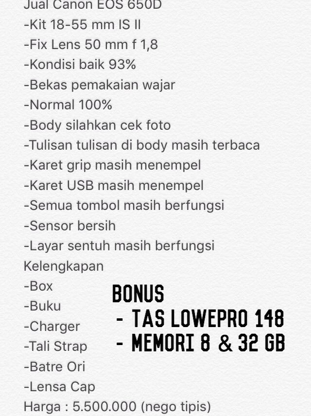 y_yanuar's tweet photo. Jual Murah
Canon EOS 650 D https://t.co/7SOZRVN7sU