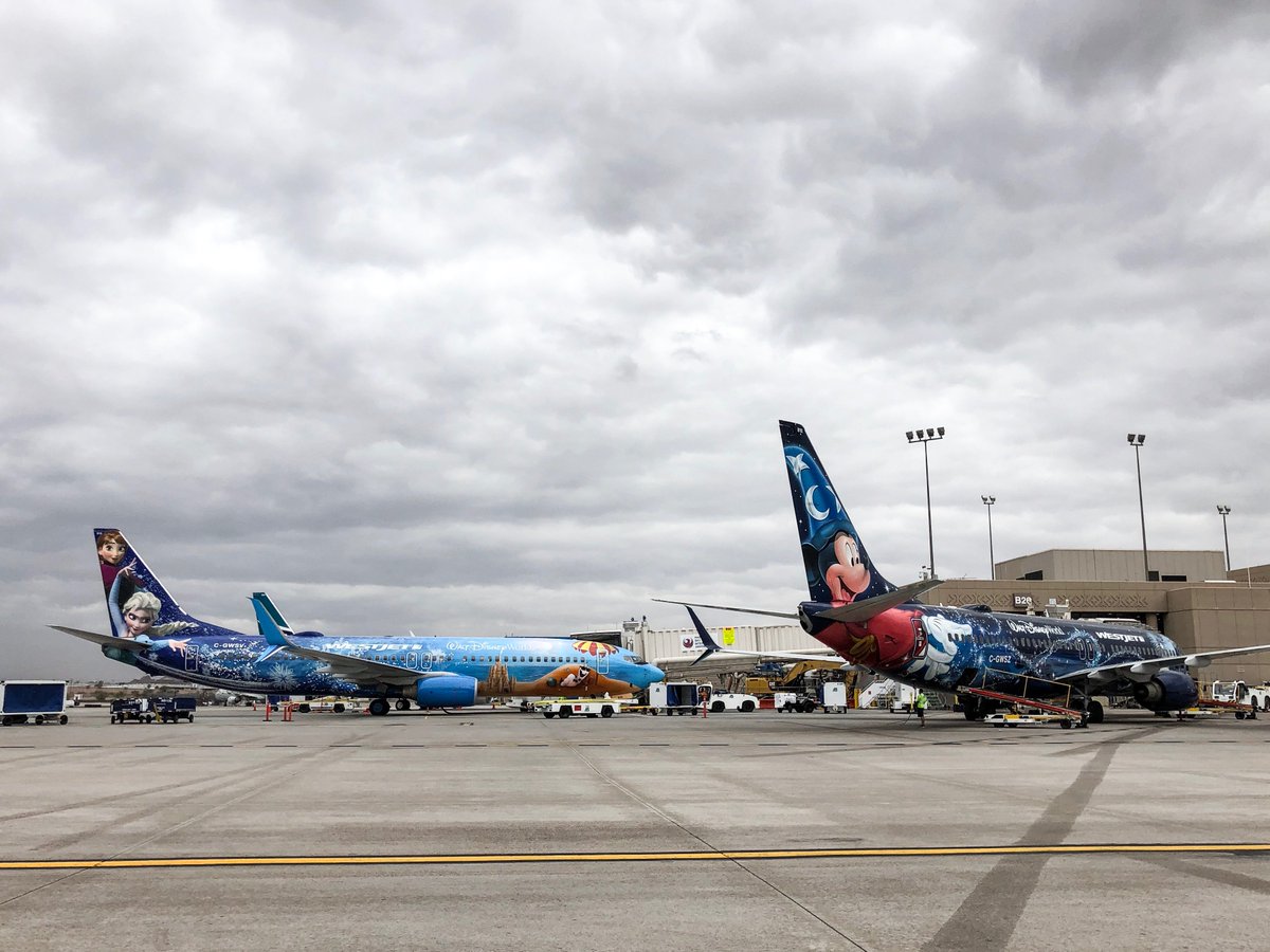 RT PHXSkyHarbor: Spotted today at PHX - two WestJet aircraft with special Disney livery. #avgeek #flyPHX