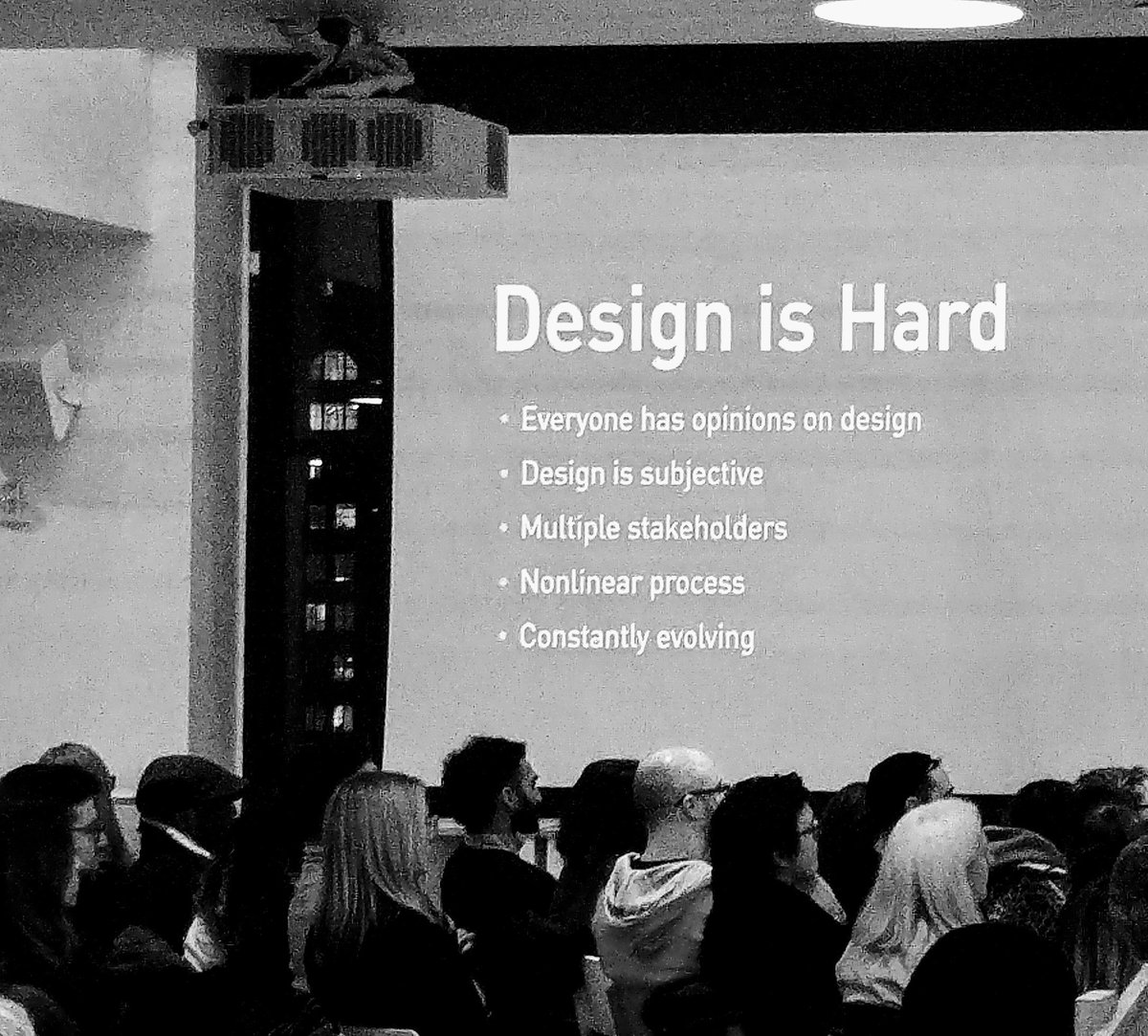workforcandy's tweet photo. Design is hard - I like this slide, especially the opinions bit #DesignDrivenNYC https://t.co/r8DubXrBnw