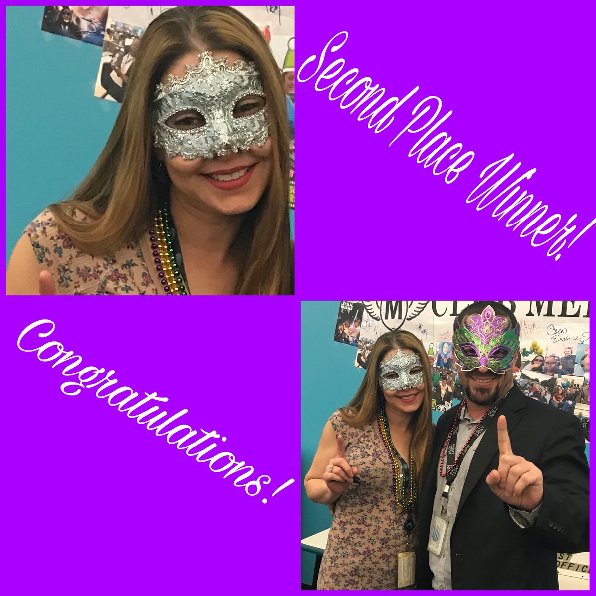 JalisaReed9's tweet photo. Second Place Winner of the mask contest Congrats Serina Castillo !#MardiGrasDay#OcalaFl#CultureCouncil#OneOcala#AT&amp;T#FunAtWork @WilliamATTKidd @TeamTugTitans @TeamTugTitans @DustyRhodesATT @cj5951Cat @carawfields @Medico_att https://t.co/C7qAEwHOl6