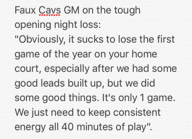 TheFauxCavs's tweet photo. Statement from GM @anthunybennit_. https://t.co/Y2lReCnbr0