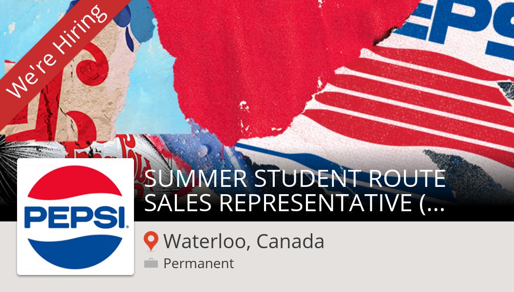 #SUMMER STUDENT ROUTE #SALES REPRESENTATIVE (KITCHENER/WATERLOO) needed in #WaterlooCanada at #PepsiCo. Apply now! #job workfor.us/pepsi/4cc40