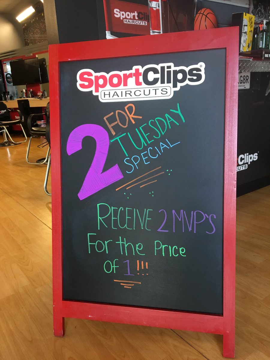 SportClipsUT125's tweet image. We are startin our Two for Tuesday! Come in today and get an MVP and you'll get the second one on US!