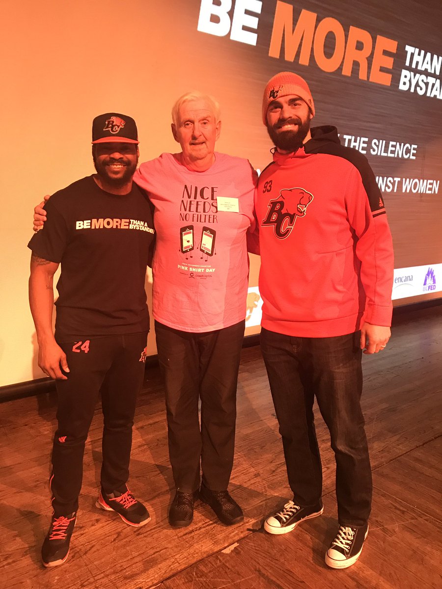 CessfordJim's tweet photo. Being More Than A Bystander with BC Lions Craig Roh and Jeremiah Johnson! #dove #BCLions #DeltaBC #DeltaBC #NDSS #deltapolice #deltaschool https://t.co/fz77oO715B
