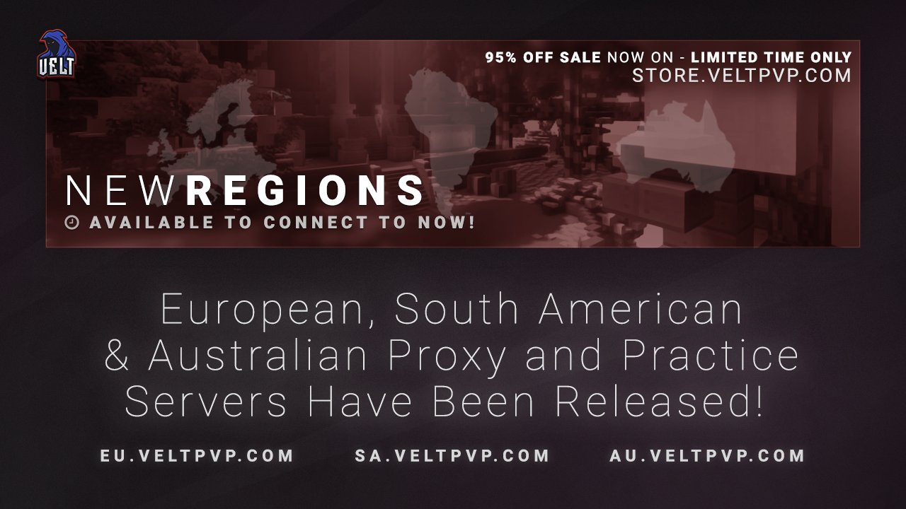 eksekverbar hjælpeløshed sagging VeltPvP on Twitter: "Our European and Australian proxies and Practice  servers have been released! European Proxy • https://t.co/YlacMT6JTB Australian  Proxy • https://t.co/f0cUXURPVQ Our South American proxy and Practice server  will release later