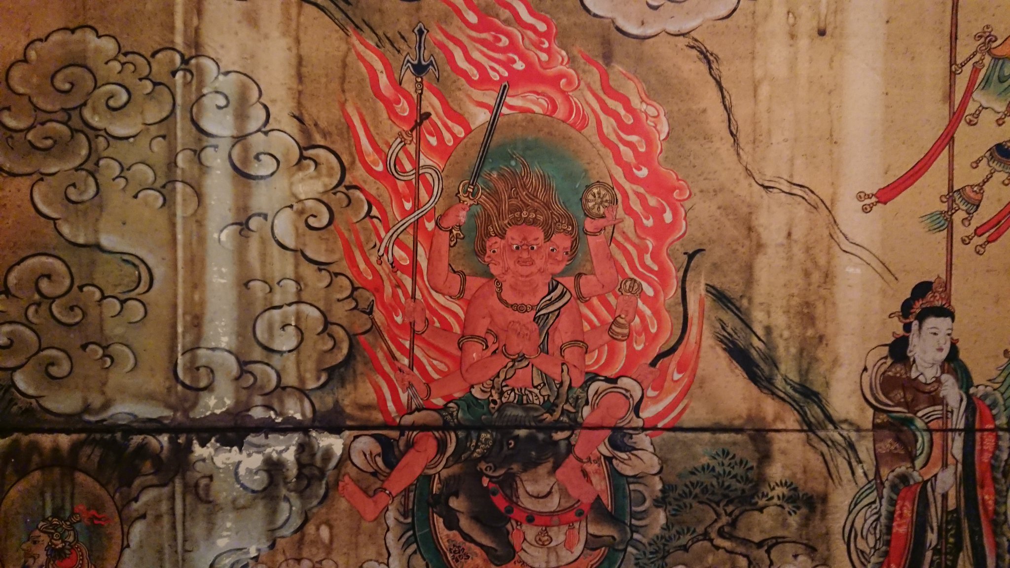 かるび 主夫ライター Auf Twitter 仁和寺展の観音堂を再現したフロアで 裏手に描かれた壁画の高精細復元画像が何気に面白いんですよね 観音堂の仏像同様 仏画がオールスターで描かれてます T Co Gwuhvwsdb8 Twitter