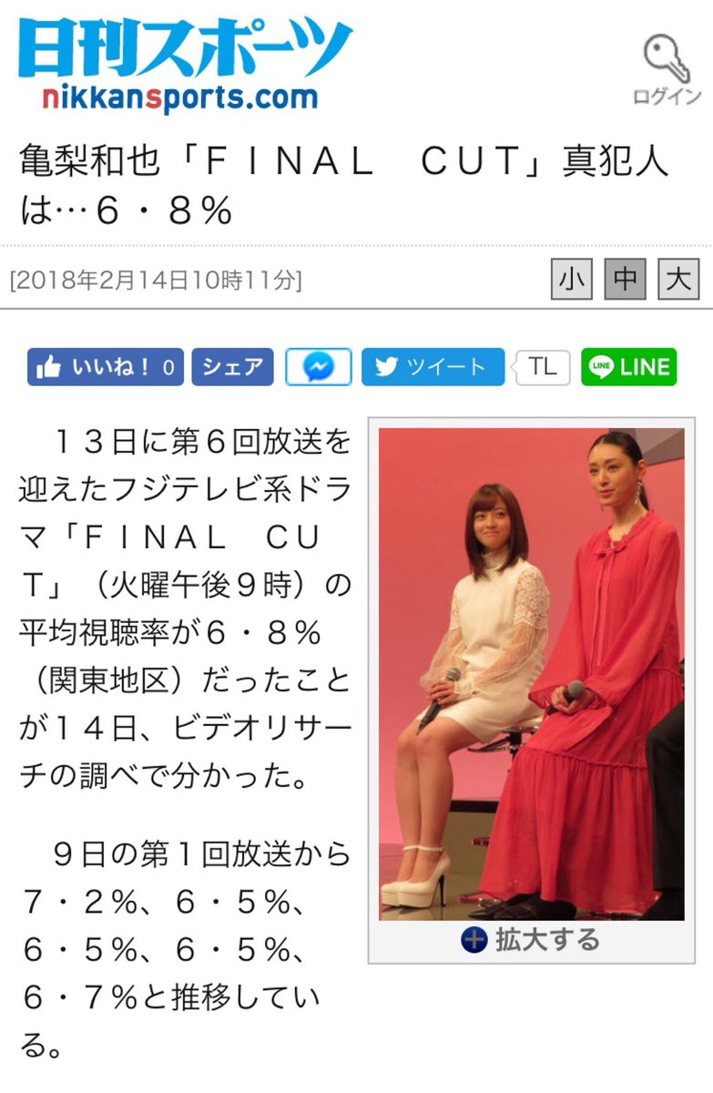 Vitaminjp در توییتر Vitaminjpニュース 亀梨和也 final cut 真犯人は 6 8 日刊スポーツ T Co Yokskrv7ka より 視聴率推移 7 2 6 5 6 5 6 5 6 7 6 8 Finalcut Finalcut Drama 亀梨和也 藤木直人 栗山千明 Vitaminjp در توییتر Vitaminjpニュース 亀梨和也 final cut 真犯人は 6 8 日刊スポーツ T Co Yokskrv7ka より 視聴率推移 7 2 6 5 6 5 6 5 6 7 6 8 Finalcut Finalcut Drama 亀梨和也 藤木直人 栗山千明