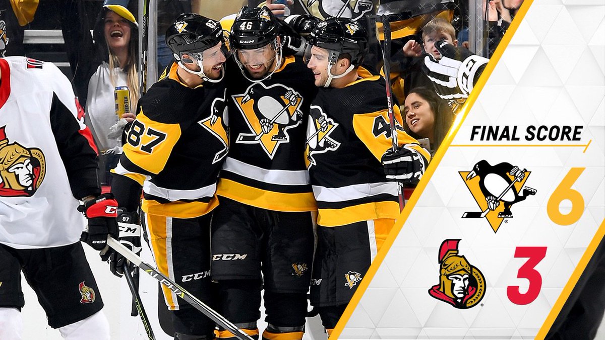 penguins's tweet photo. NINE STRAIGHT HOME WINS!

The #Pens claim victory over the Ottawa Senators, 6-3. https://t.co/RyhGhshhWt
