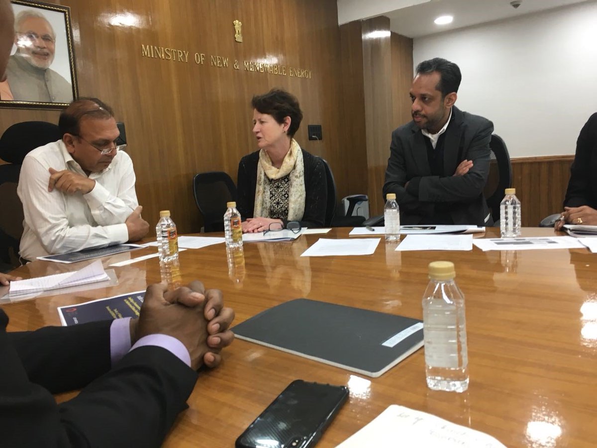 NRDC_India's tweet photo. As we count down to #WSDS2018 @NRDC_India and partners @CEEWIndia @climatepolicy #cKinetics met with @mnreindia on ways to catalyze #cleanenergy finance in India https://t.co/Sy6rSEwgZM