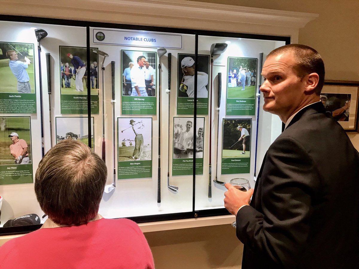 CGAgolf1909's tweet image. We are lucky to have clubs on display from notable golfers Dustin Johnson, Lucas Glover, Paul Simson, Bill Harvey, Scott Harvey, Jack Fields, Doc Redman, Jay Haas, Pat Foy Brady &amp;amp; Ben Hogan!