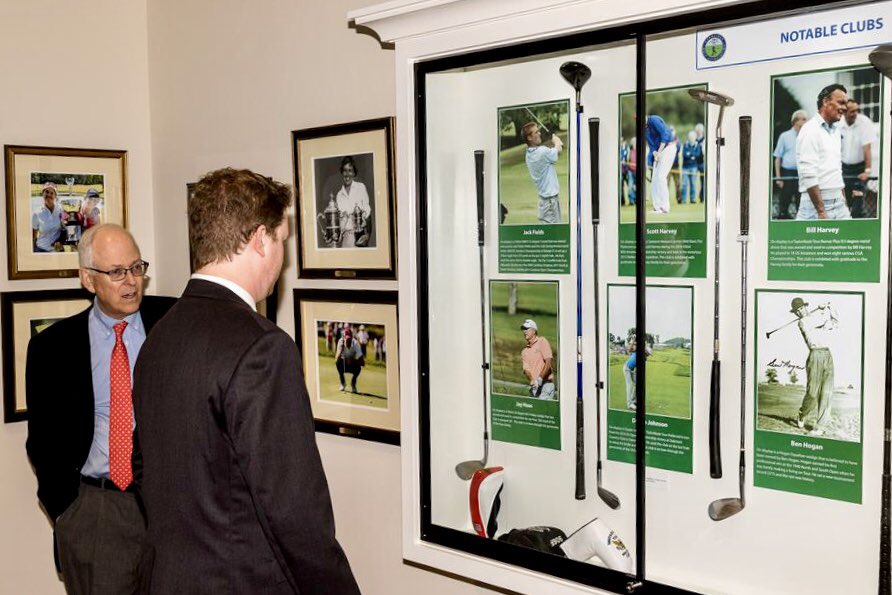 CGAgolf1909's tweet image. We are lucky to have clubs on display from notable golfers Dustin Johnson, Lucas Glover, Paul Simson, Bill Harvey, Scott Harvey, Jack Fields, Doc Redman, Jay Haas, Pat Foy Brady &amp;amp; Ben Hogan!