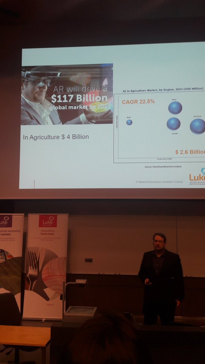 arvelokirsi's tweet image. Super exciting science pitches  #LukeLEADS - now about #AI based mixed reality in agriculture