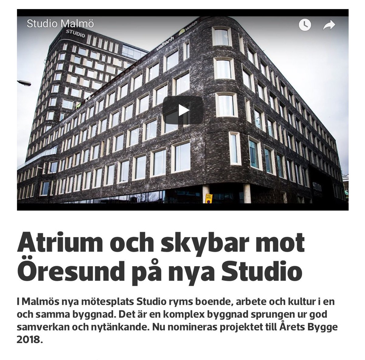 StudioMalmo's tweet image. Hurra! Vad glada vi blir: STUDIO är nominerat till Årets Bygge 2018!

Läs mer här: byggindustrin.se/artikel/fordju…