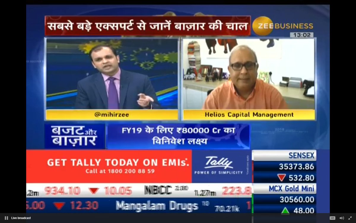 ZeeBusiness's tweet photo. #ModiBooster2018 :  बजट के बाद बाजार को समझिए देखिए खास बातचीत @Iamsamirarora  से LIVE https://t.co/kfFXrehZIb | https://t.co/umWg2YnFyd