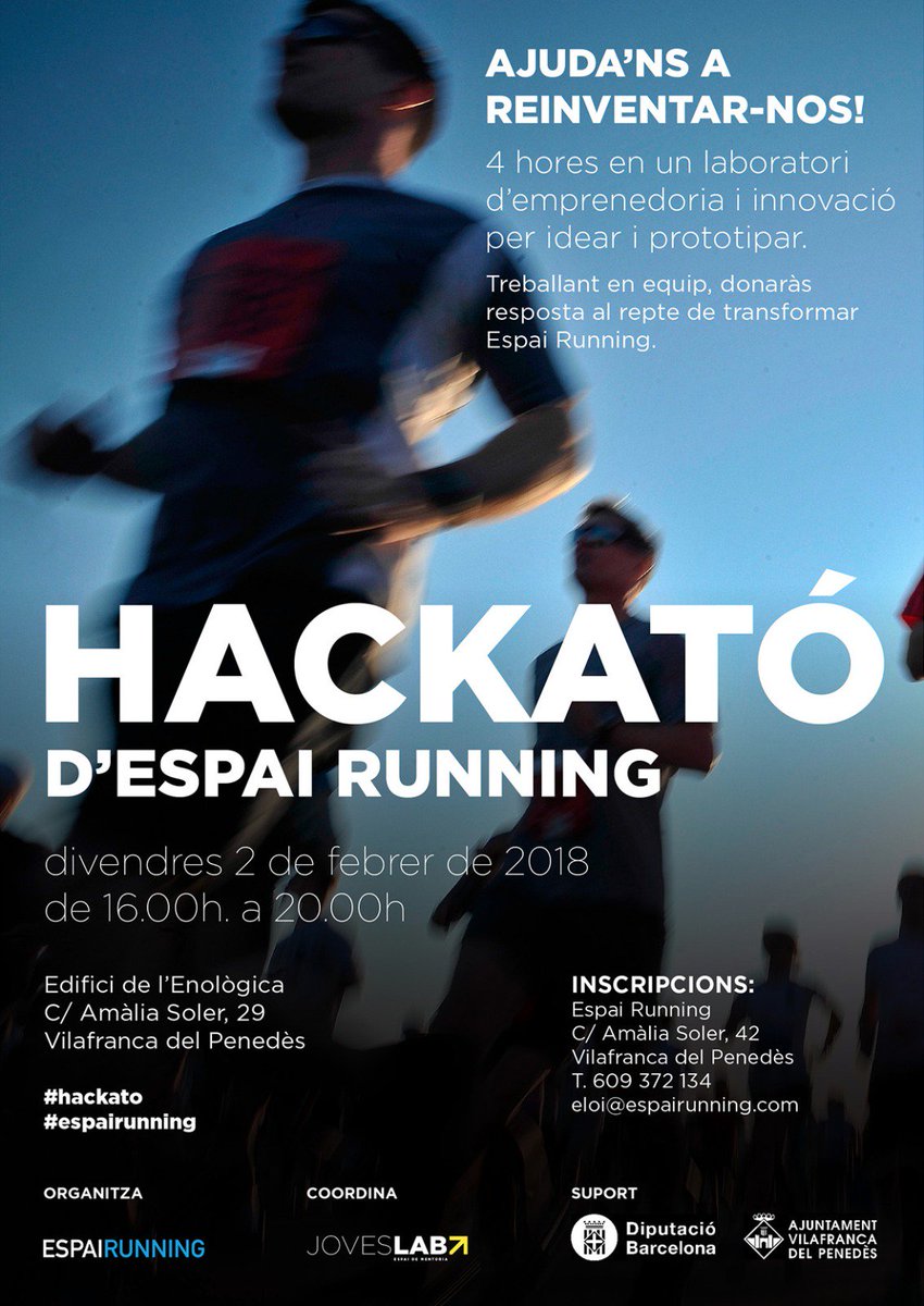 JosepMiro's tweet photo. Avui #JovesLab facilitara la coordinacio de la #hackato #espairunning a #vilafranca, un experiencia innovadora per ajudar a repensar el comerç local amb clau de futur i amb participacio ciutadana. https://t.co/Kmi104GuTj