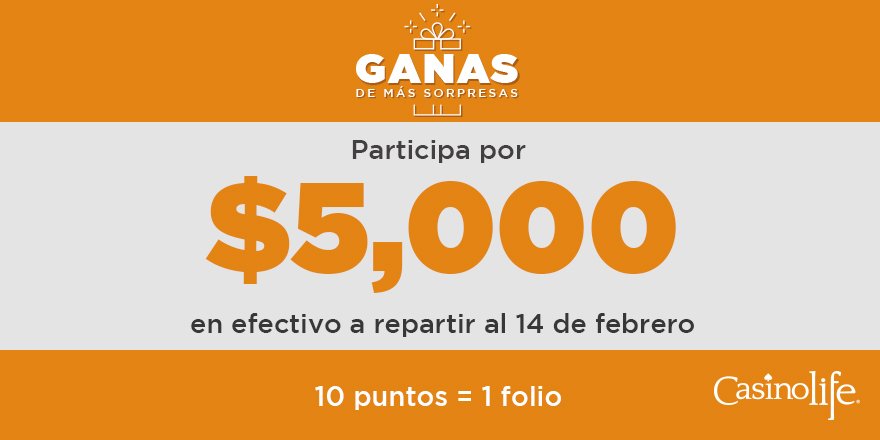 Este 14 de febrero puedes ser el próximo afortunado ganador de nuestra Partida Flash San Valentín. ¡Solo en Casino Life #Hermosillo!