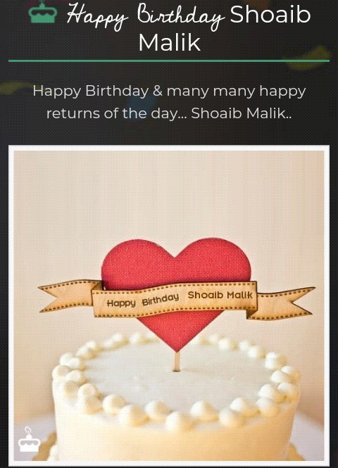   Happy birthday Shoaib Malik 