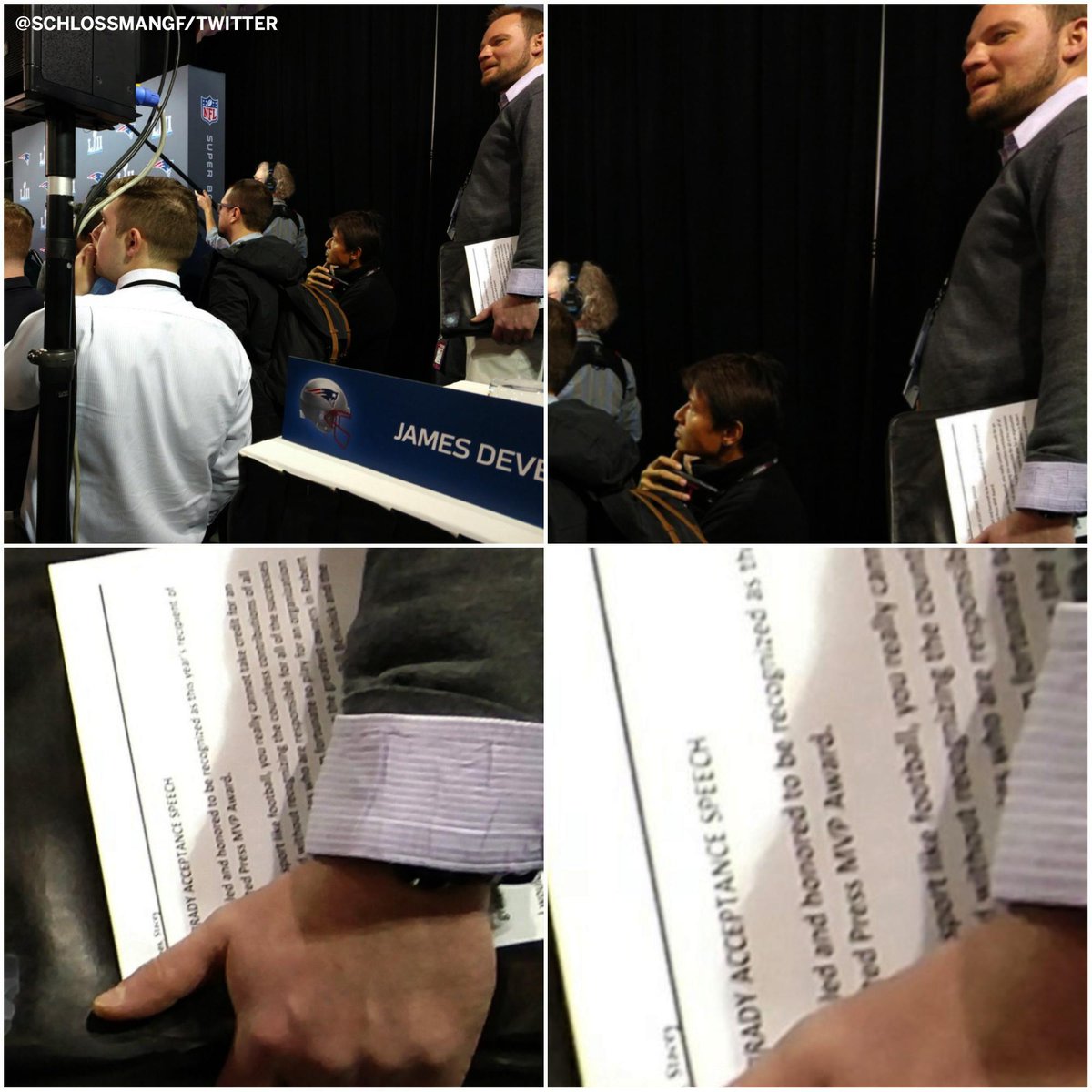 SportsCenter's tweet photo. The NFL MVP is being awarded on Saturday, and a Tom Brady acceptance speech was spotted today in Minnesota. (via @SchlossmanGF) https://t.co/SSrUxbrEi4