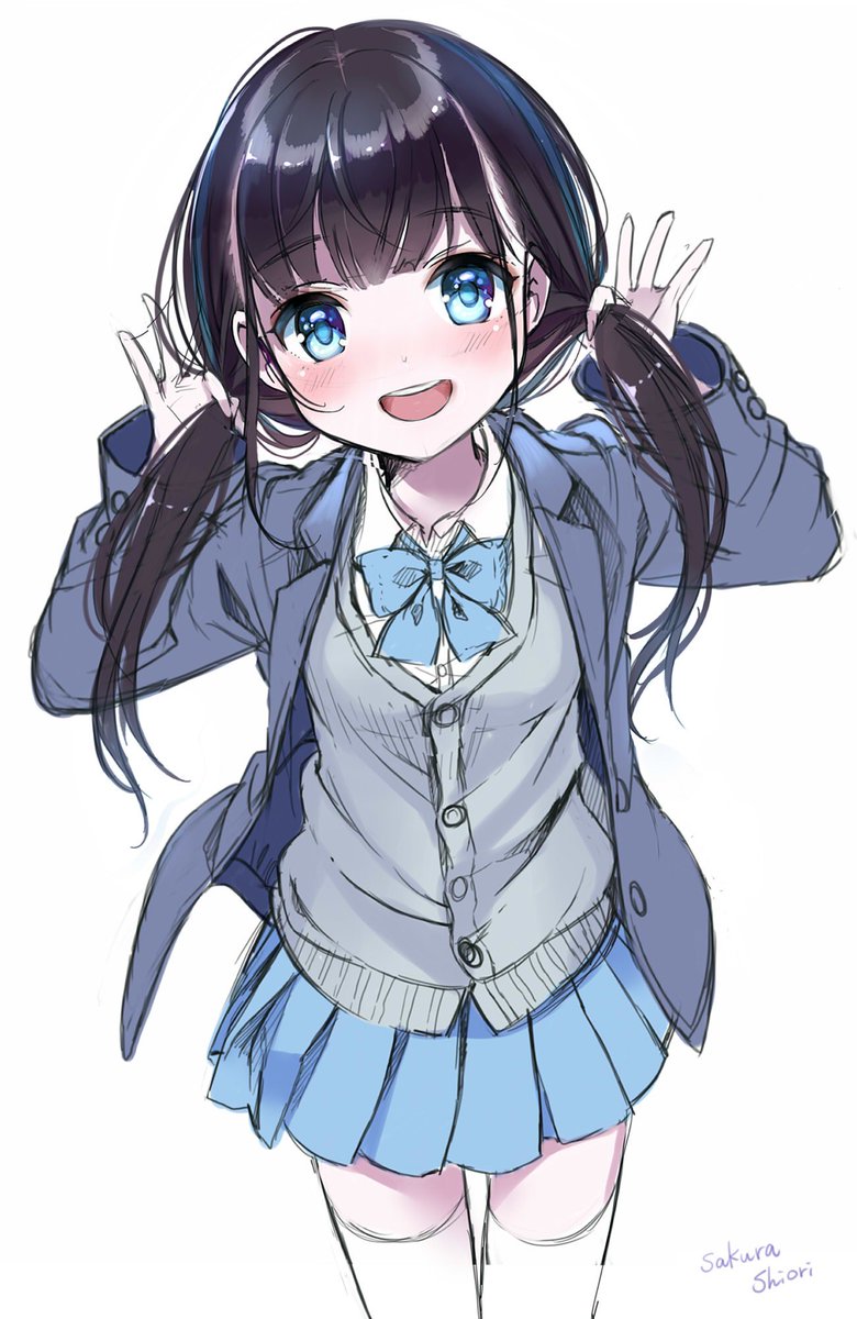 「どうどう?似合うかなーっ?
#ツインテールの日 」|さくらしおりのイラスト