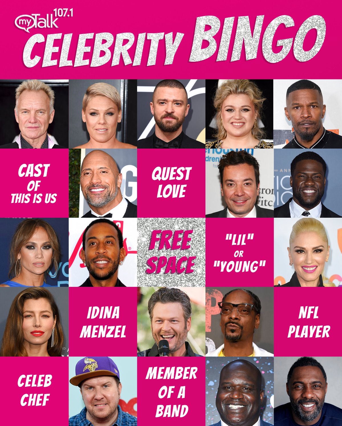 myTalk 107.1 on X: Who's starting to fill up their Celebrity Bingo Card??  #myTalkCeleb 😍 t.cojxlVNaFbgJ  X