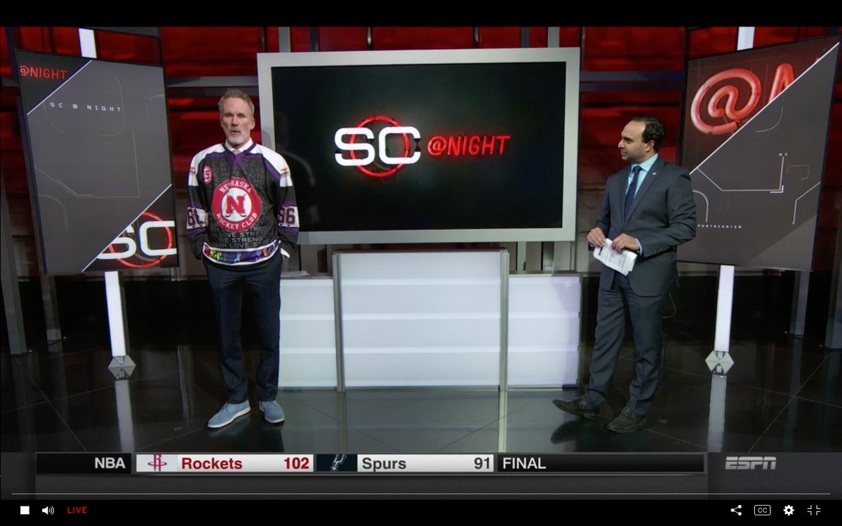 You look great in Husker red, <a href="/Buccigross/">BucciOT.Com</a>! Thanks for showing some love for #HuskerHockey tonight on @sportscenter with <a href="/notthefakeSVP/">Scott Van Pelt</a>!