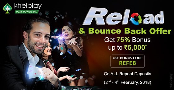 KhelPlay's tweet photo. Get 75% Bonus up to Rs 5,000
Deposit Now ➡️ Use Code: REFEB 
https://t.co/brT4JskpSF 
#play #online #poker #win #cash
#fridayfun #cardgames #onlinegaming https://t.co/7o6OZ1wZXi
